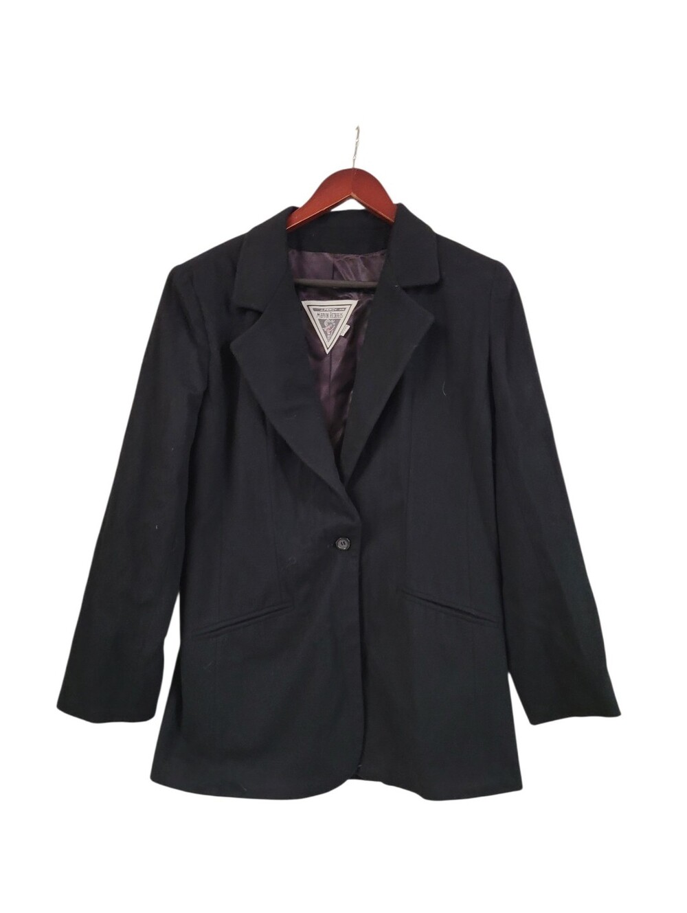 Vintage J Percy Marvin Richards 100% Cashmere Black Single-Button Blazer Size 8